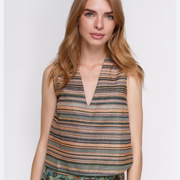 Zara Tops - Zara NWOT W/B Collection striped crop vest size Medium